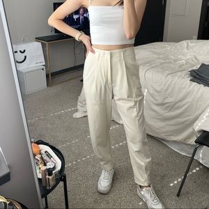Zara Ivory High Waisted Tapered Pants